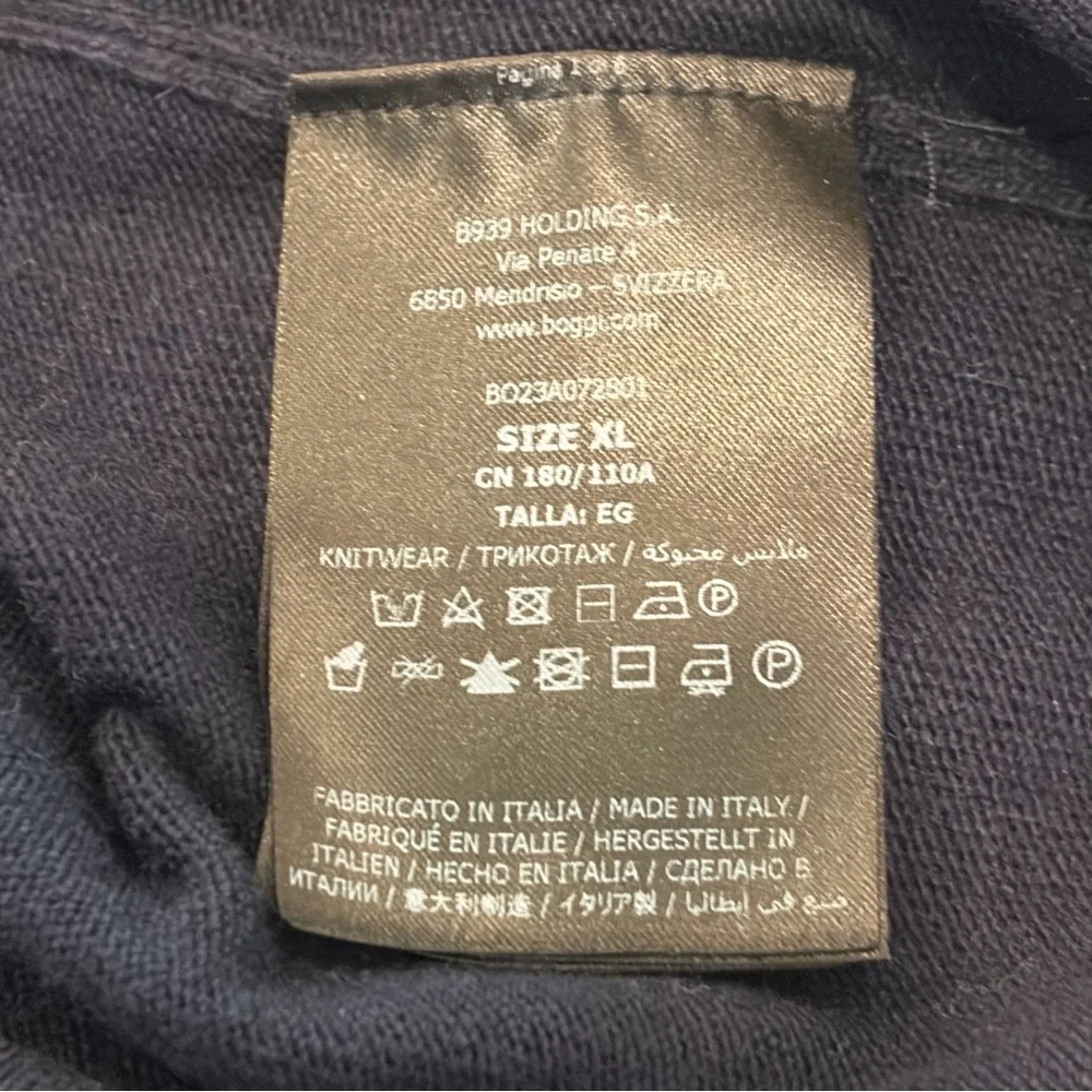 Boggi Milano 1/4 Zip Sweater Mens XL Navy Blue Cashmere Blend Mock Neck Luxury - Picture 8 of 9